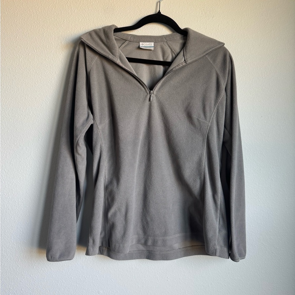 Columbia Women's Quarter Zip-Up Gray Fleece Jacket Winter Layer Warm Size Large